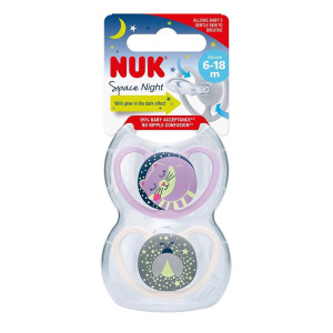 Dojčenský cumlík NUK Space Nights 6-18m 2ks/BOX dievča - CA44455