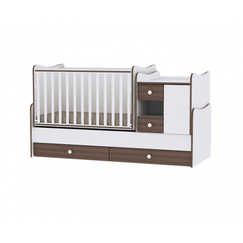 Kombi postieľka – Lorelli MiniMax 72x190 -white/walnut - BS18771